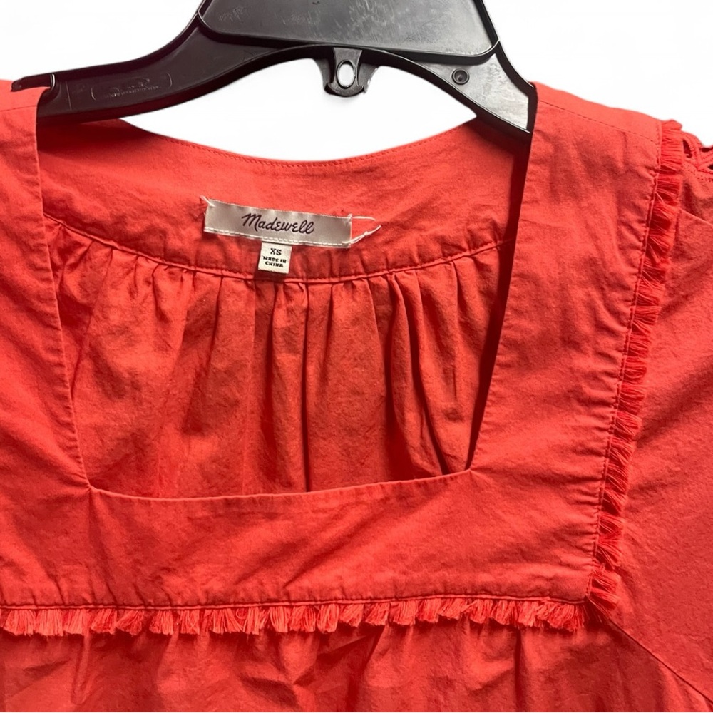 Madewell Angelica Square Neck Eyelet Embroidered Peasant Top Blouse - Picture 3 of 6